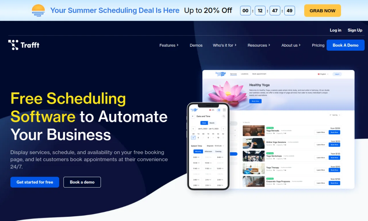 Screenshot of FlowLu / Trafft website