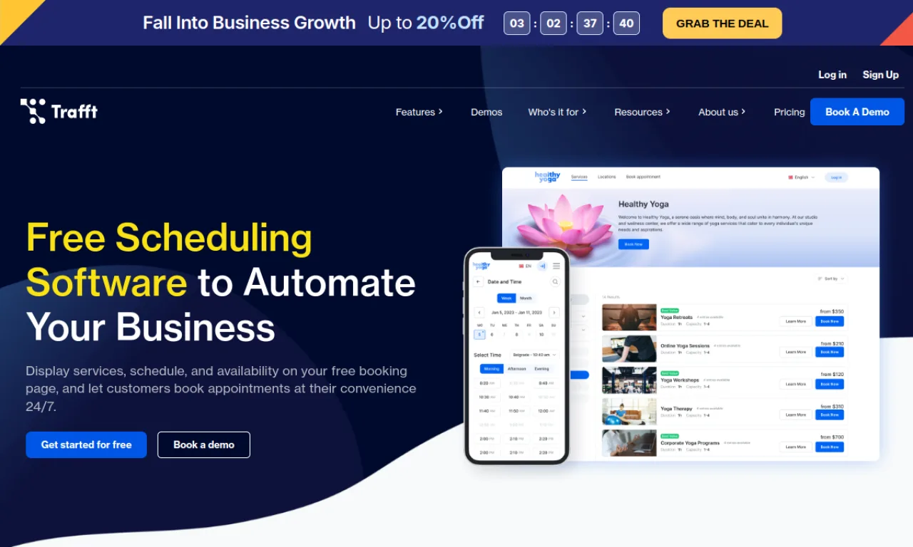 Screenshot of FlowLu / Trafft website
