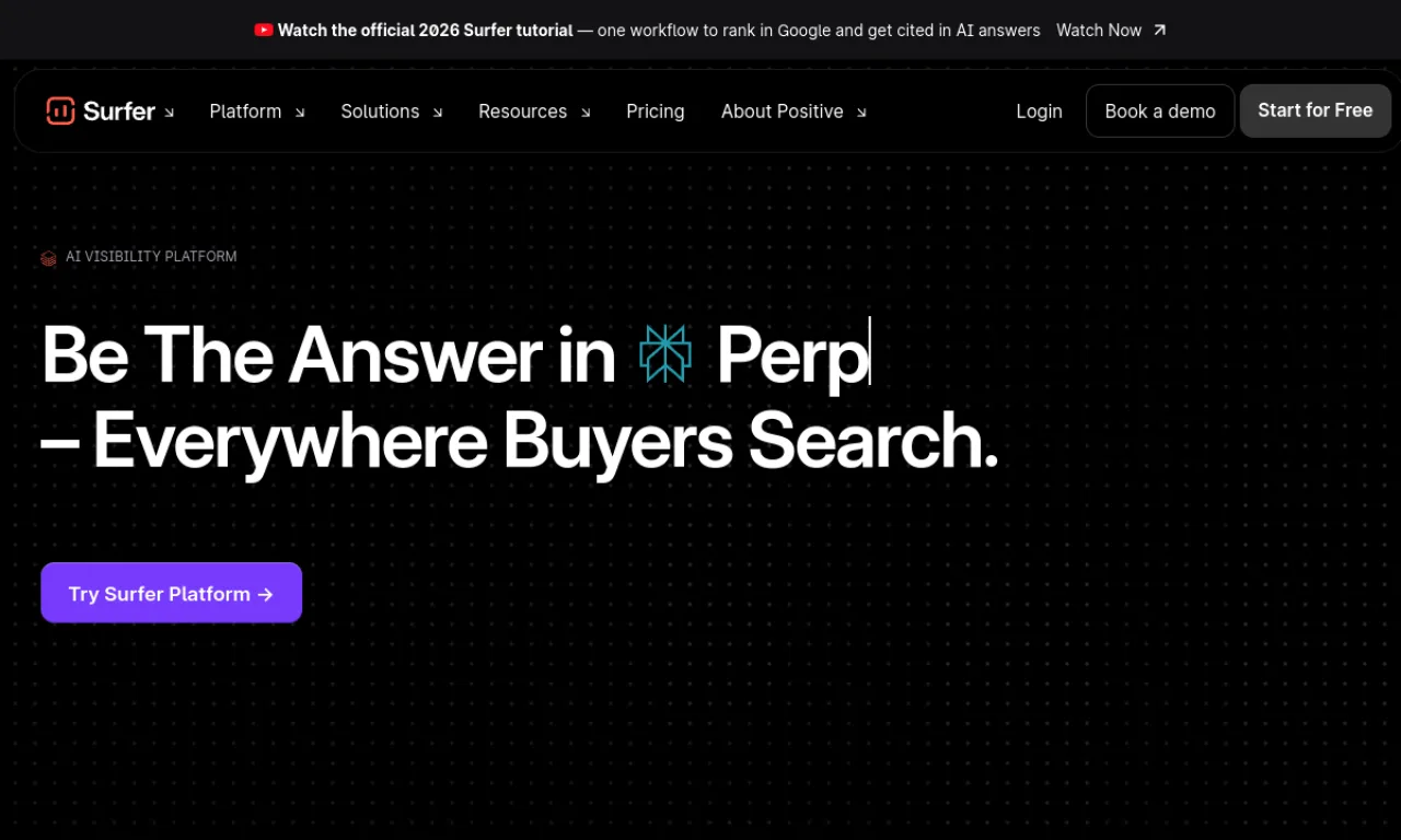 Screenshot of ContentGecko / Surfer AI website