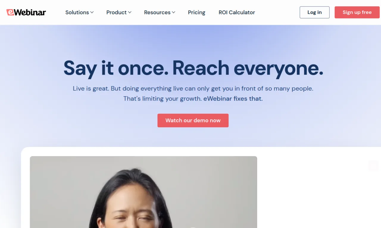 Screenshot of eWebinar website