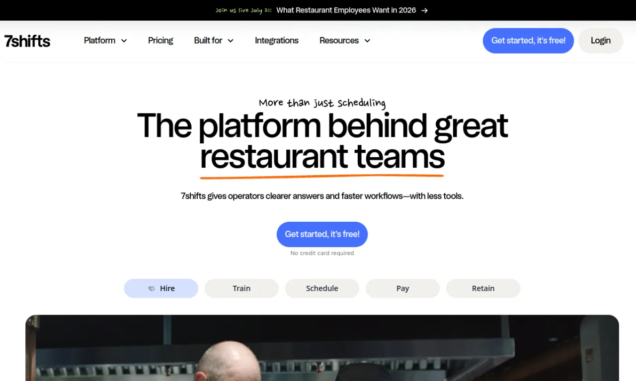 Screenshot of 7shifts website