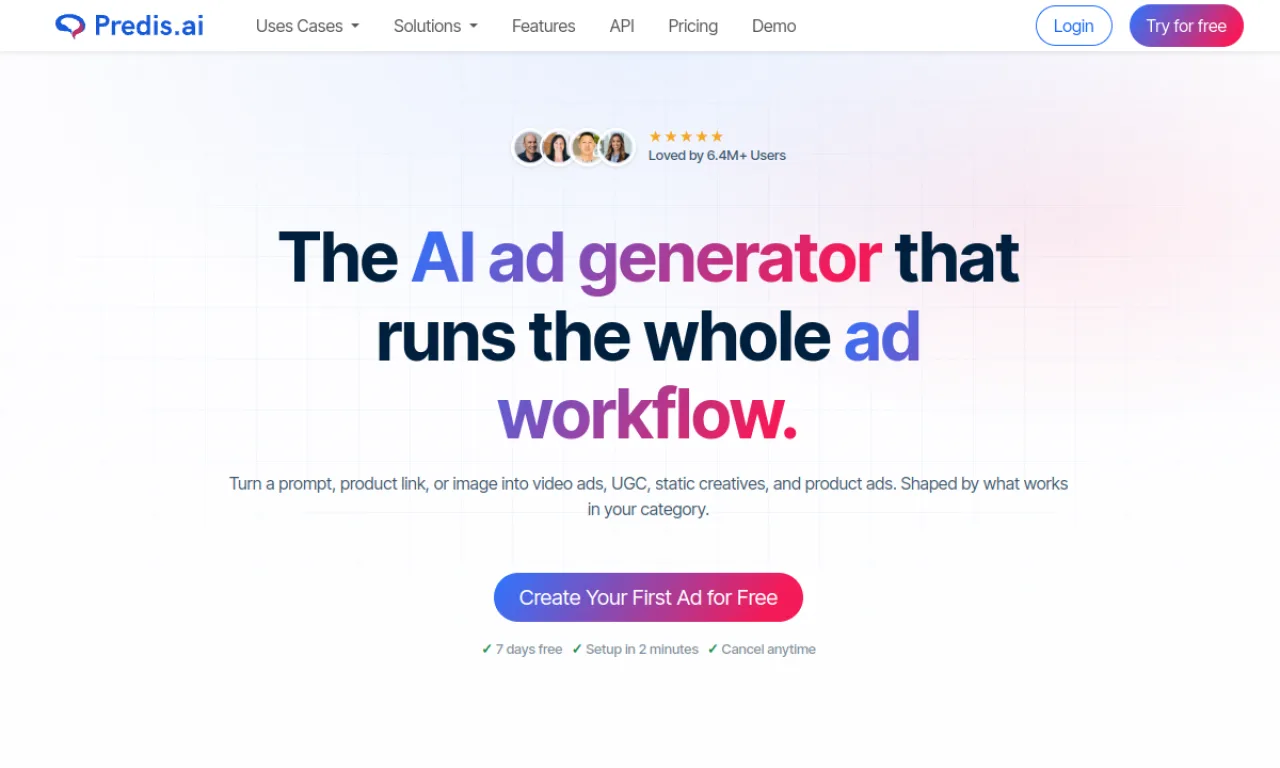 Screenshot of Predis.ai website