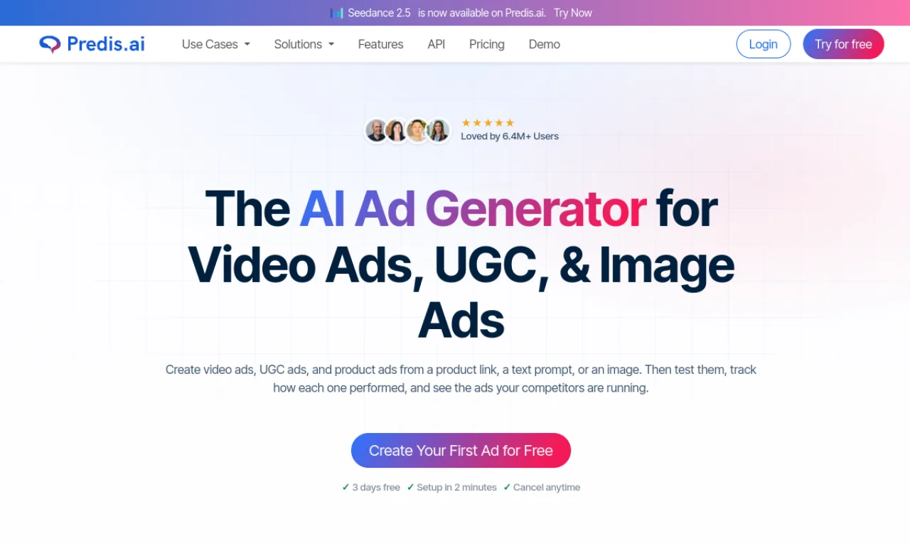 Screenshot of Predis.ai website