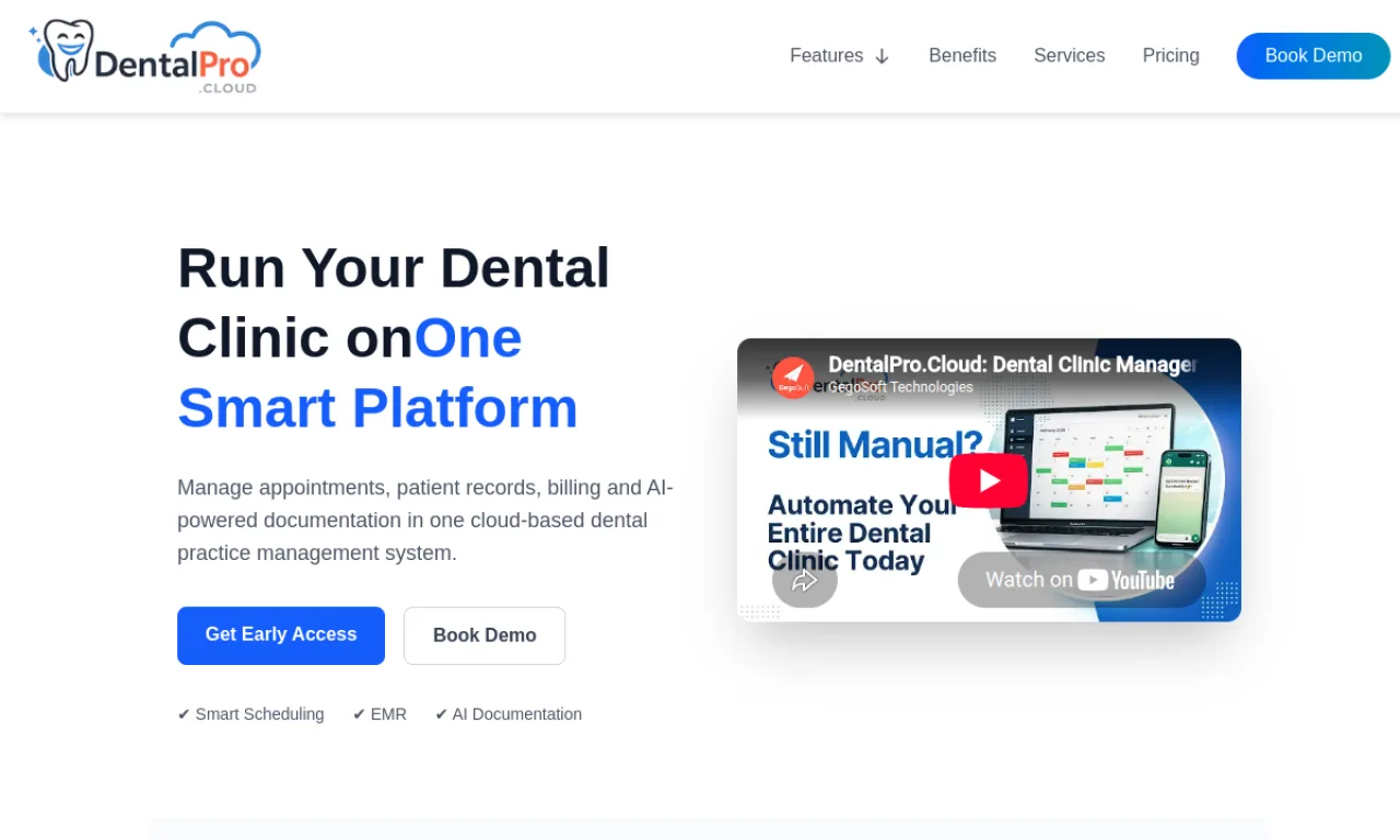 Screenshot of DentalPro.cloud website