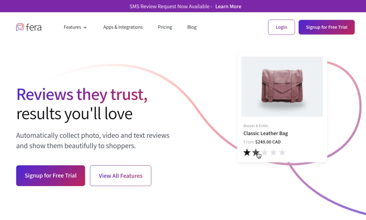 Screenshot of Fera website