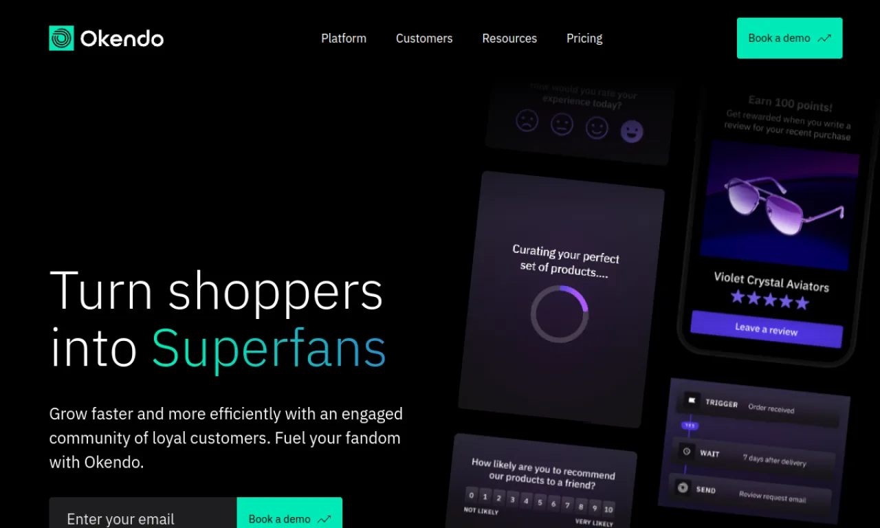 Screenshot of Okendo website