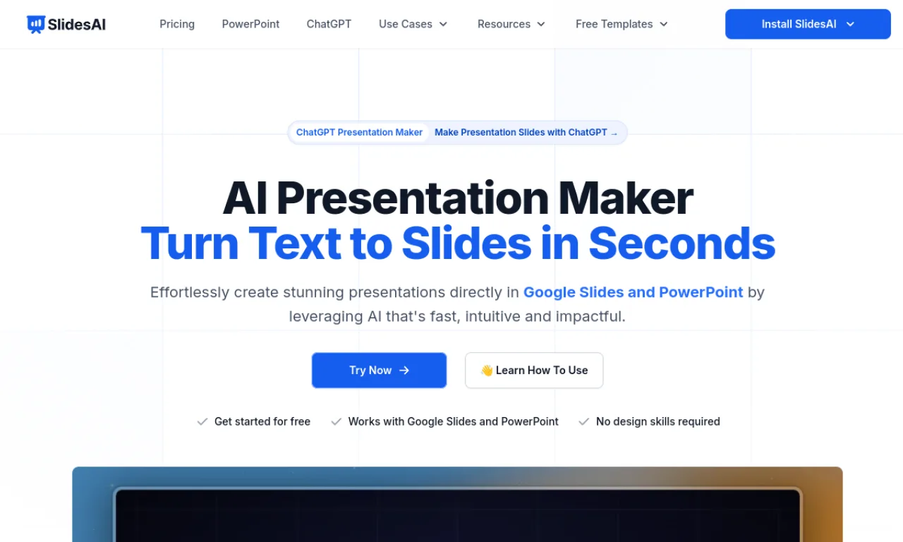 Screenshot of SlidesAI website