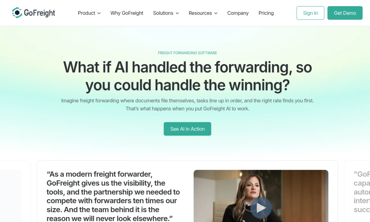 Screenshot of GoFreight website