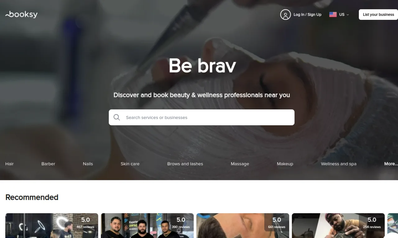 Screenshot of Booksy website