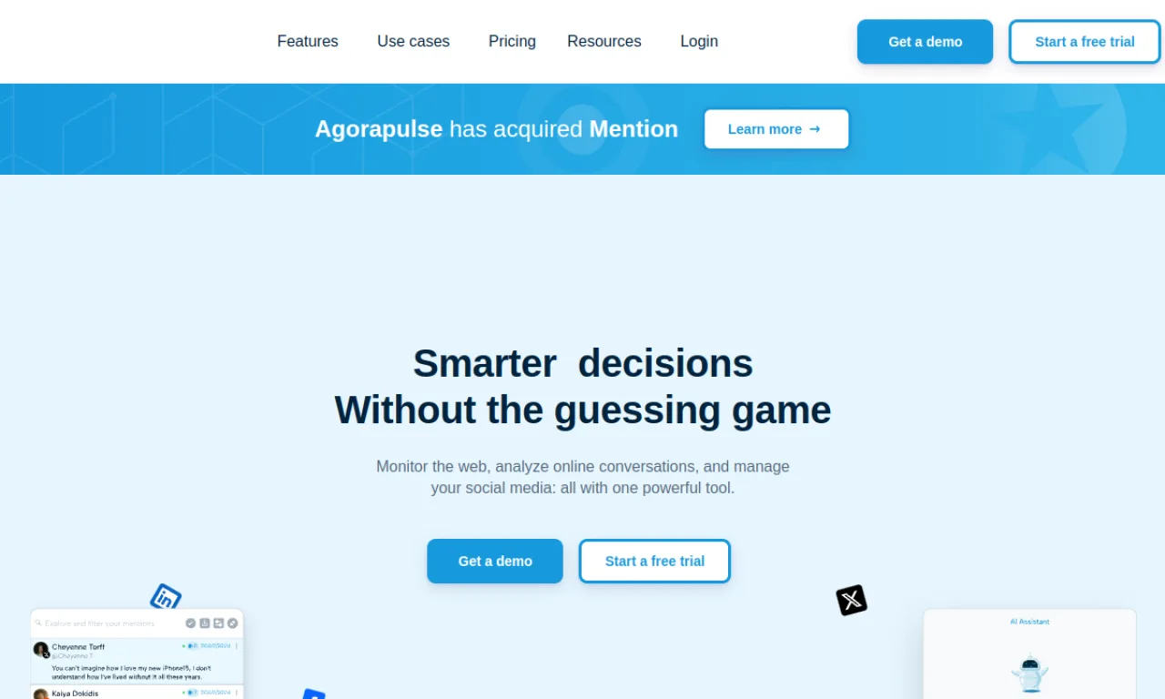 Screenshot of Mention.com website