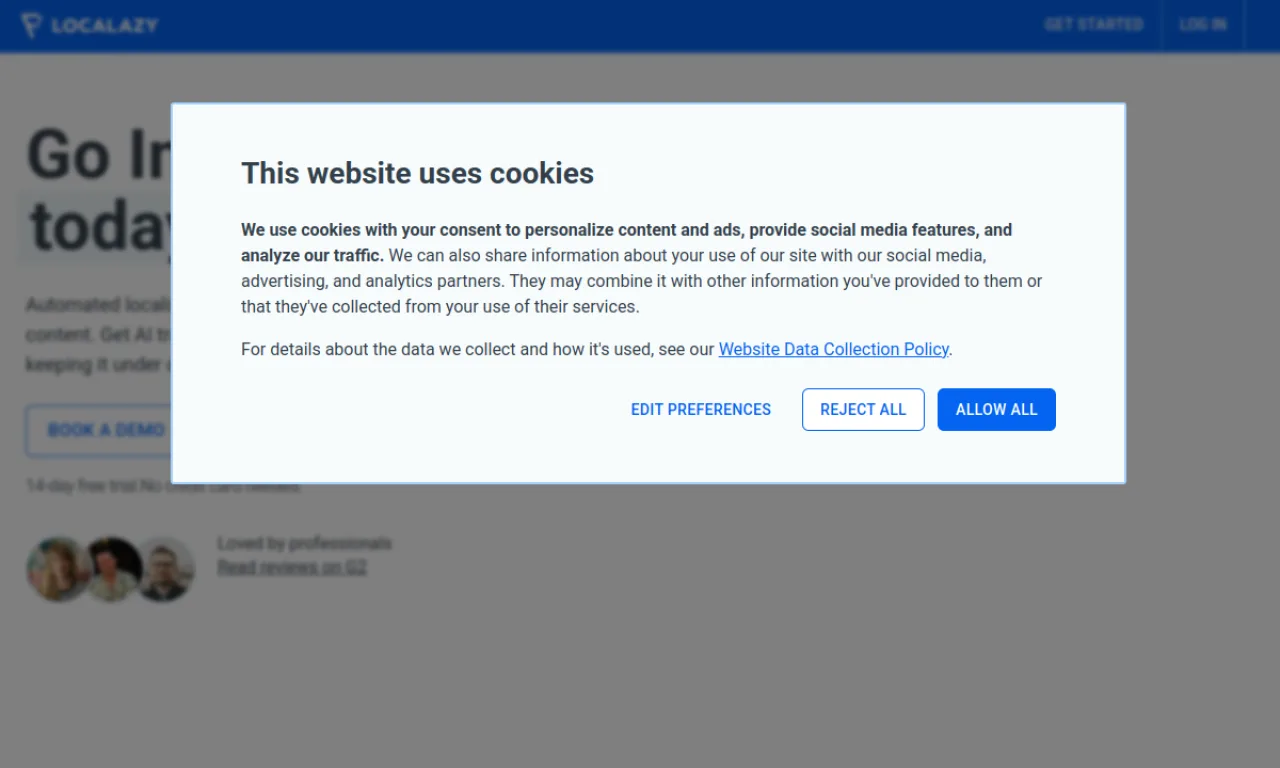 Screenshot of Localazy website