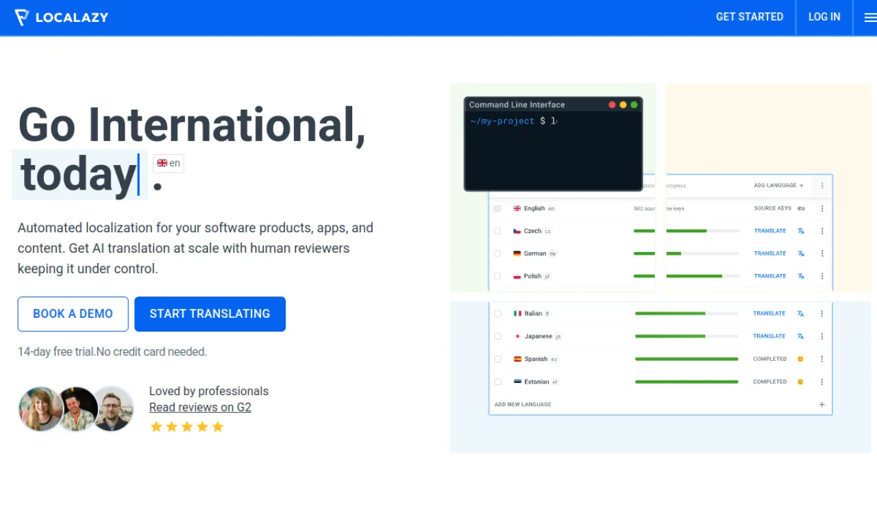 Screenshot of Localazy website