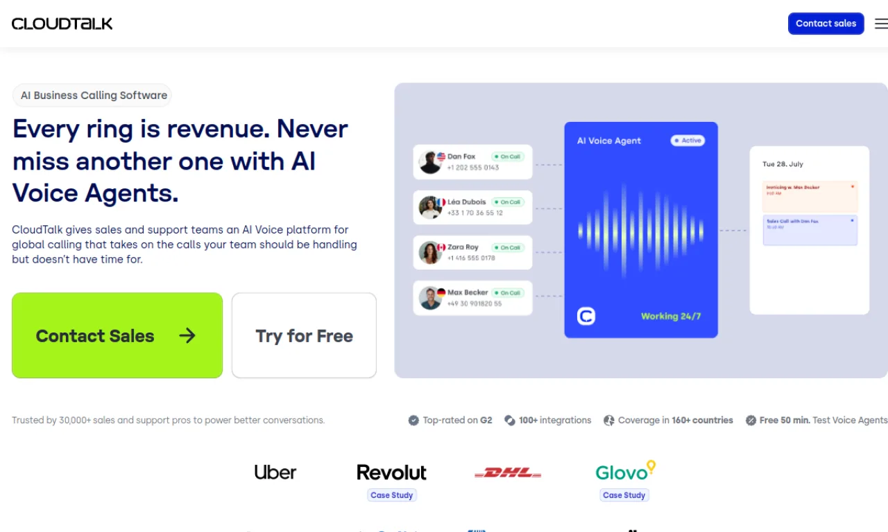 Screenshot of CloudTalk AI website