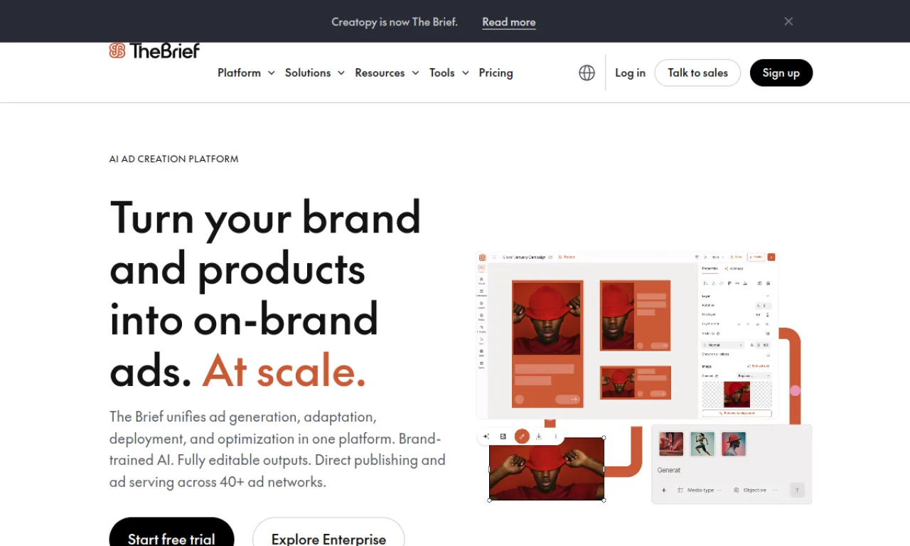 Screenshot of Creatopy website