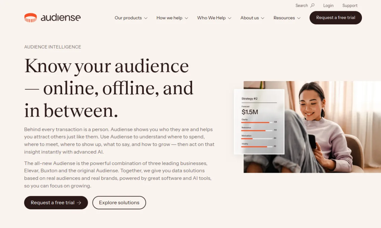 Screenshot of Audiense website