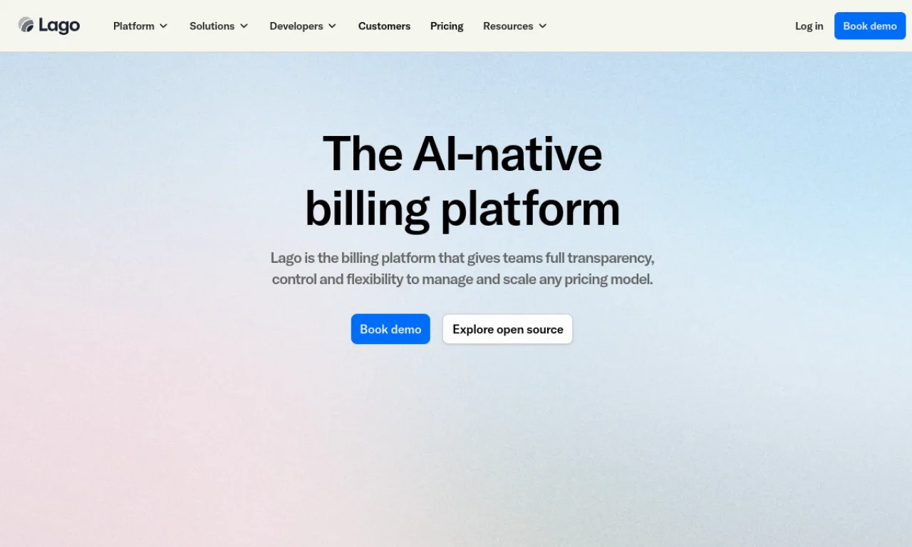 Screenshot of Lago website