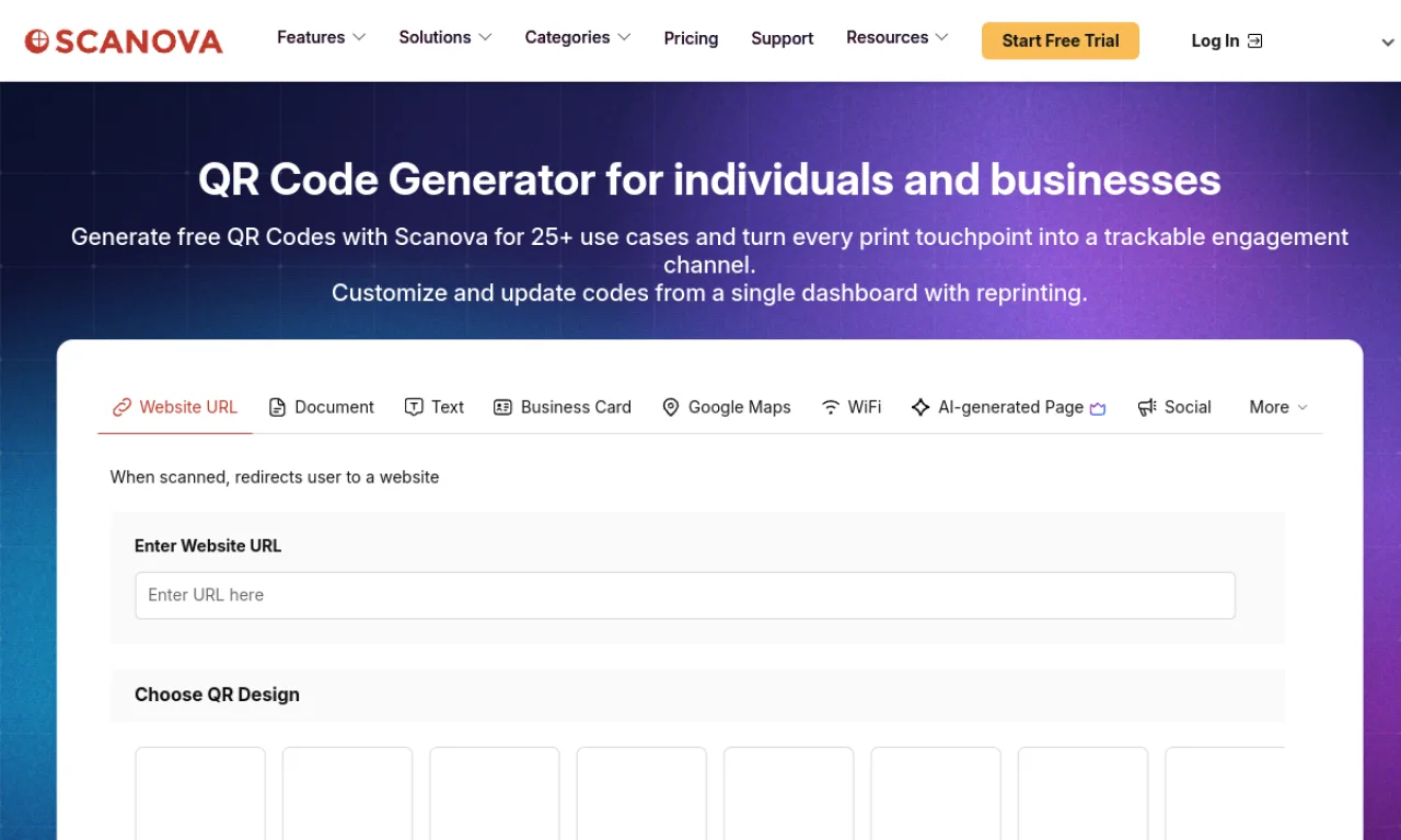 Screenshot of Scanova / QRCode Monkey website