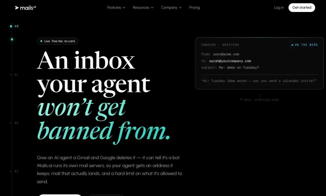 Screenshot of Mails.ai website