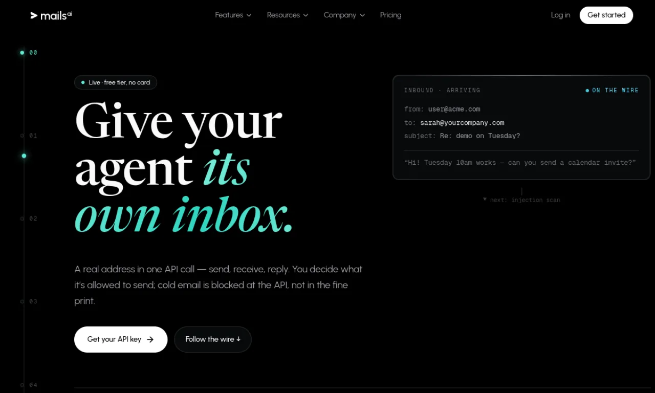 Screenshot of Mails.ai website