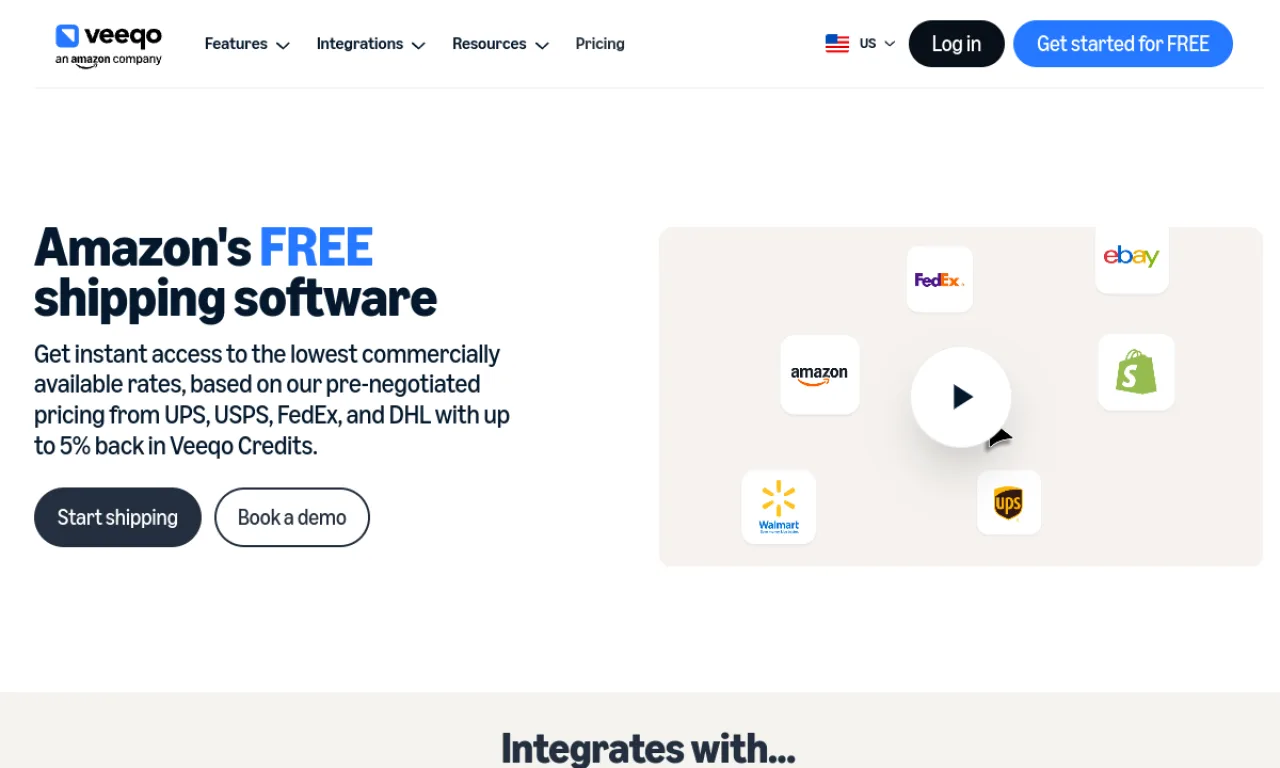 Screenshot of Veeqo website