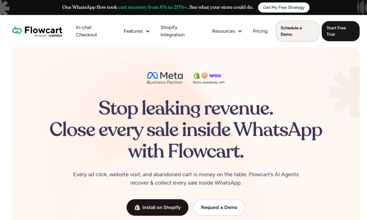 Screenshot of Flowcart website