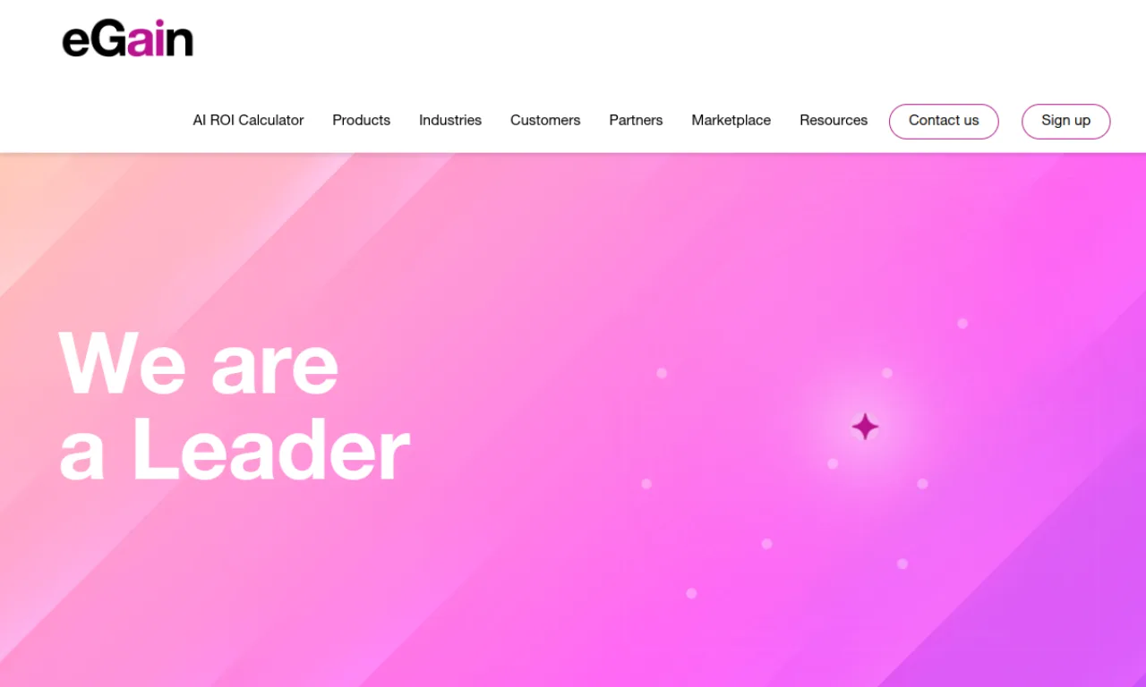 Screenshot of eGain website