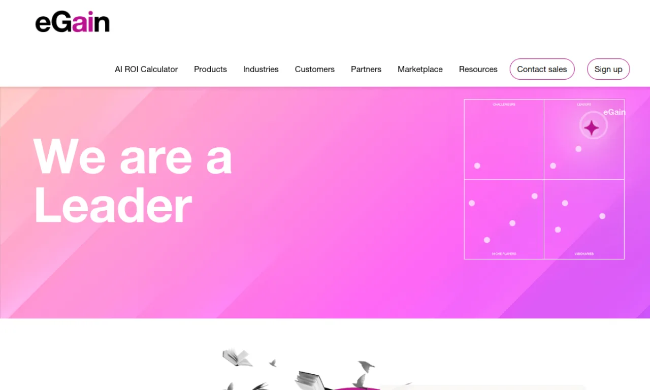 Screenshot of eGain website