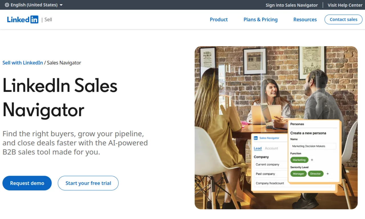 Screenshot of LinkedIn Sales Navigator website