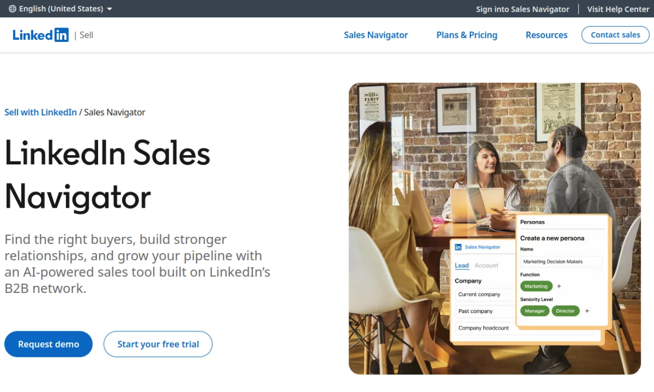 Screenshot of LinkedIn Sales Navigator website