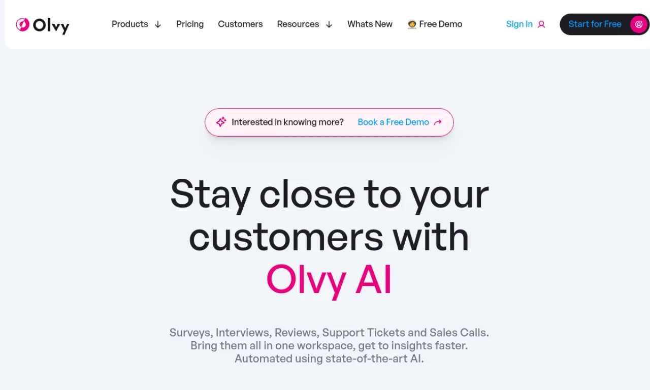 Screenshot of Olvy / Changelog tools website