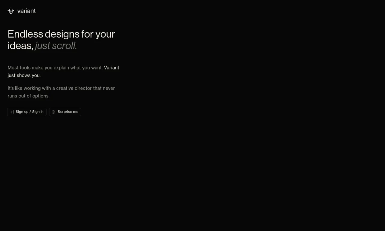 Screenshot of Variant.ai website