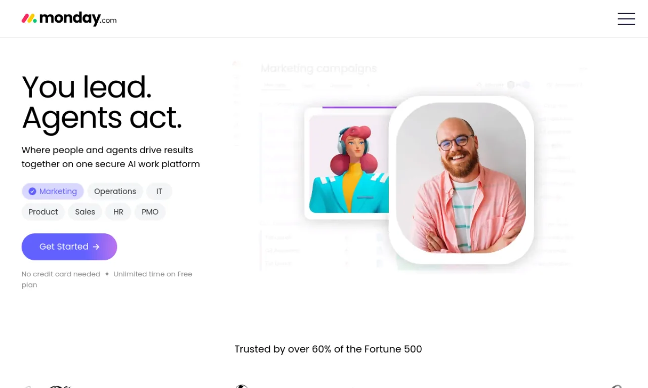 Screenshot of Monday Sales CRM website