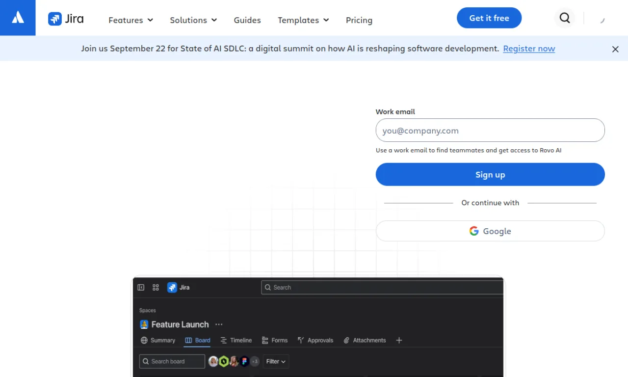 Screenshot of Jira website