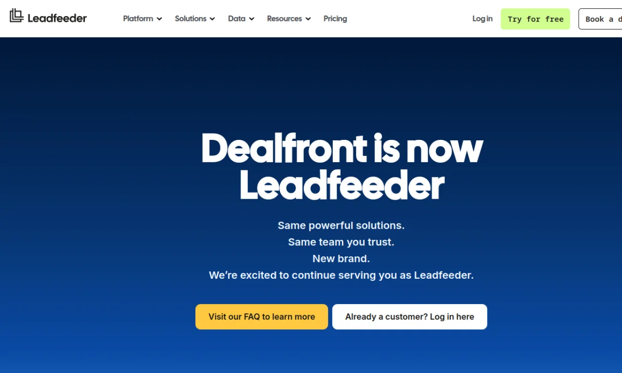 Screenshot of Dealfront (Echobot+Leadfeeder) website