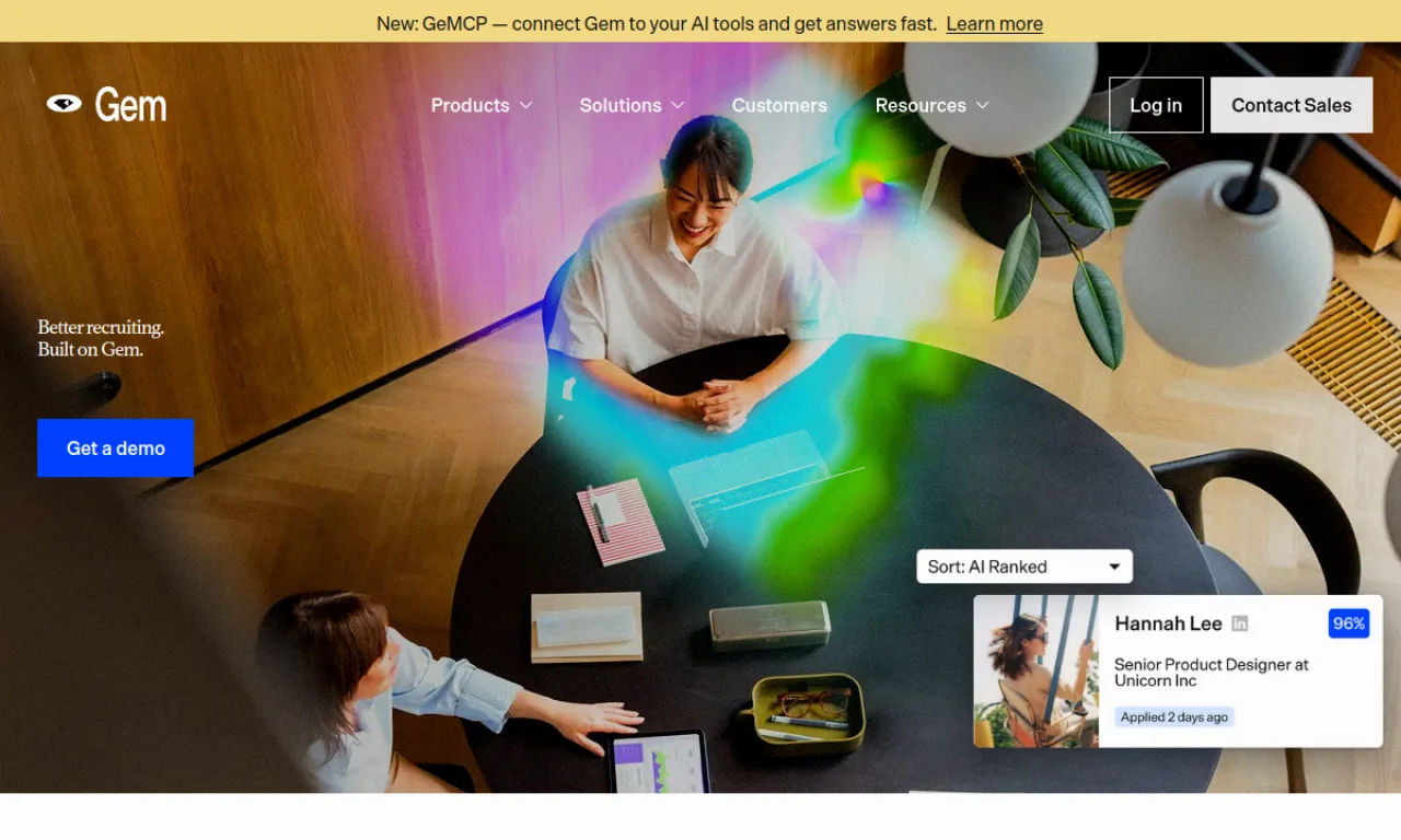Screenshot of Gem website
