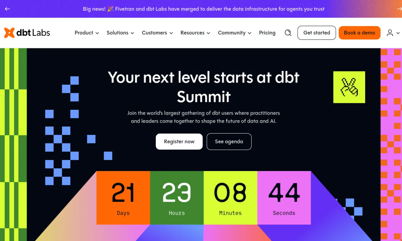 Screenshot of dbt Labs website