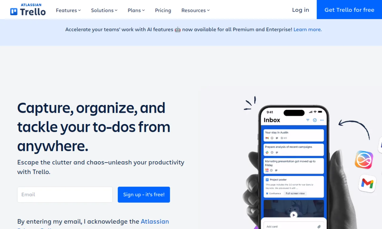 Screenshot of Trello website