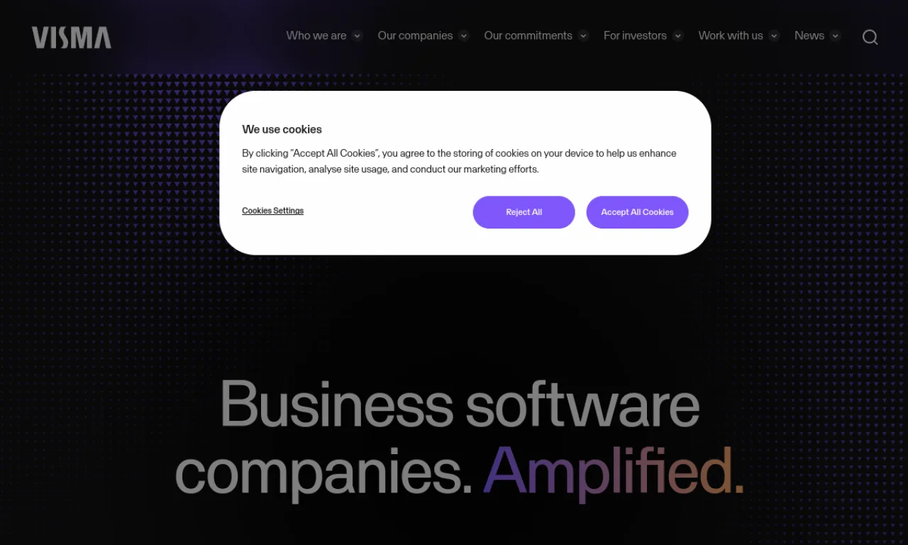 Screenshot of Visma website