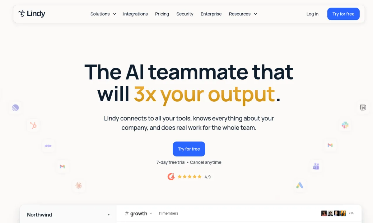 Screenshot of Lindy.ai website