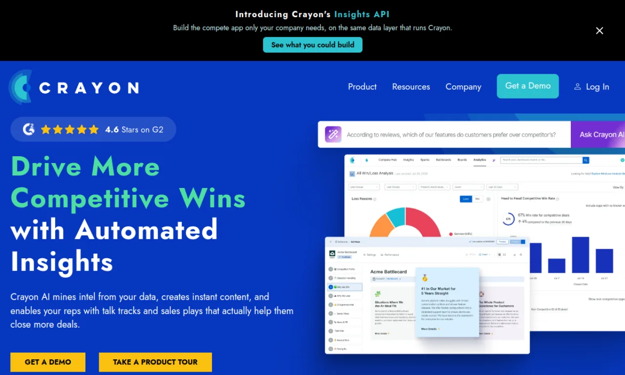 Screenshot of Crayon Battlecards website