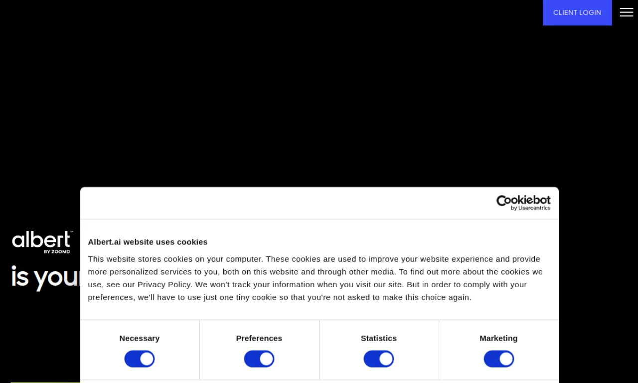 Screenshot of Albert.ai website