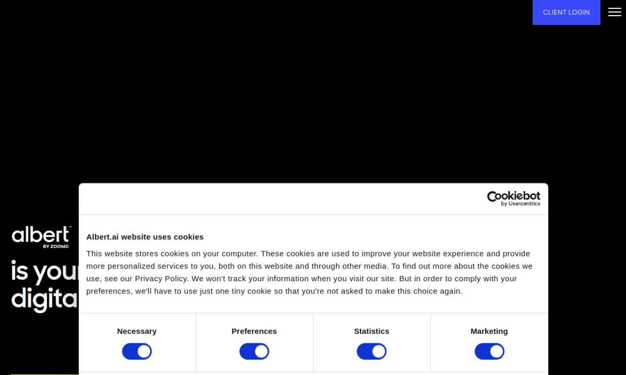 Screenshot of Albert.ai website