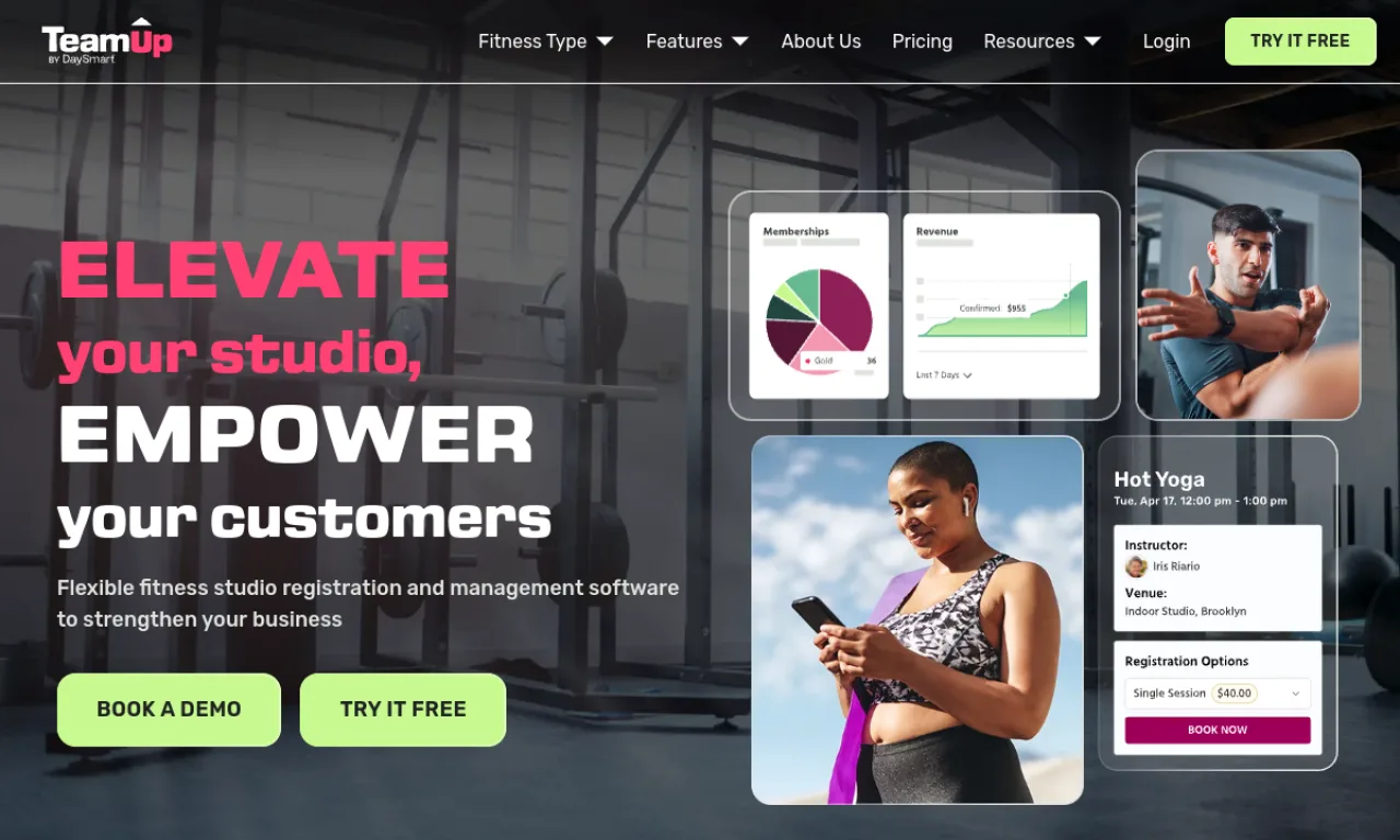 Screenshot of TeamUp website