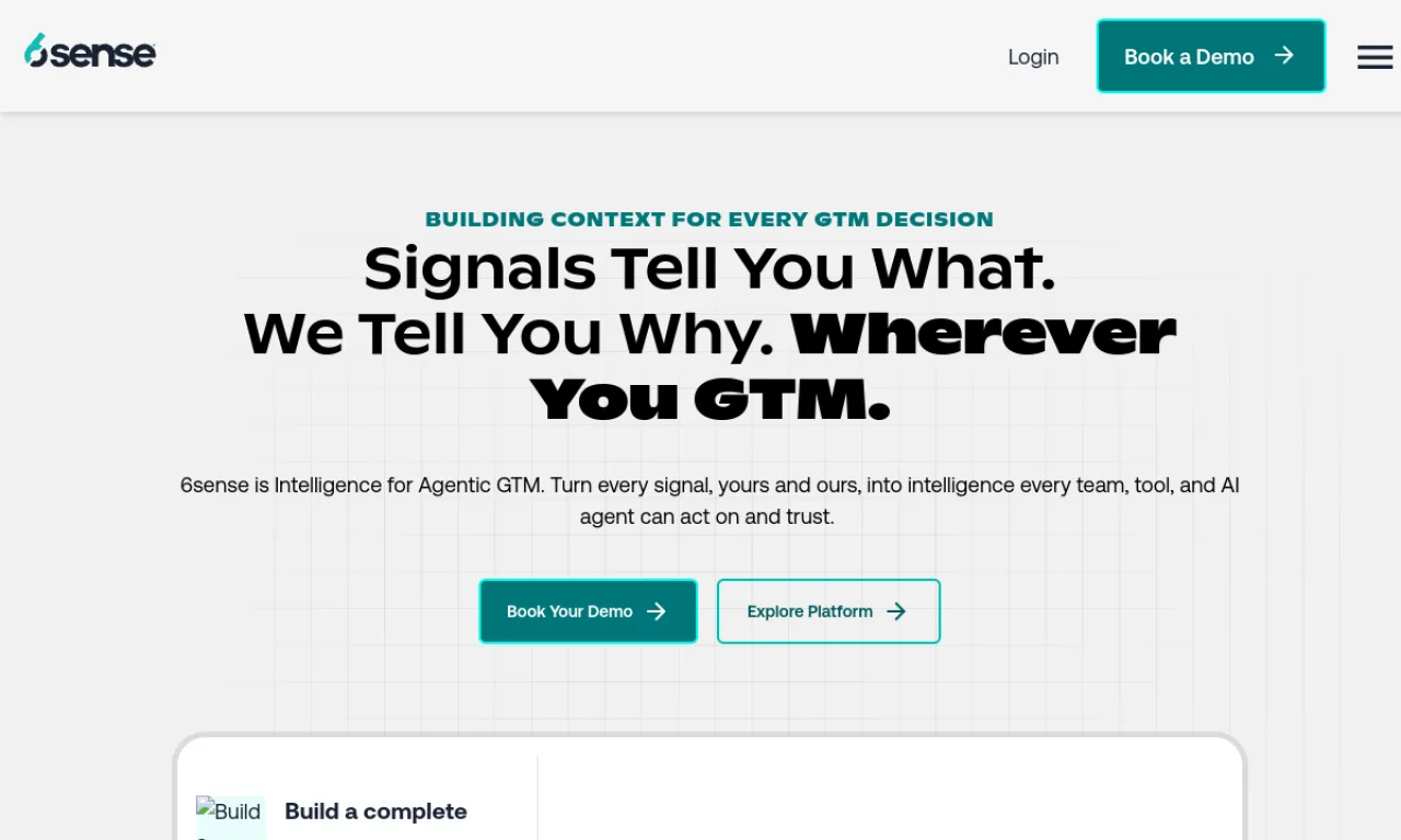Screenshot of Slintel / 6sense (Sales Intelligence) website