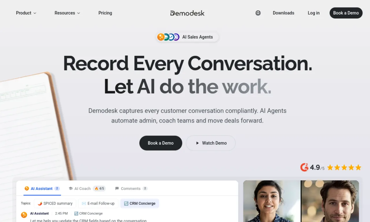 Screenshot of Demodesk website