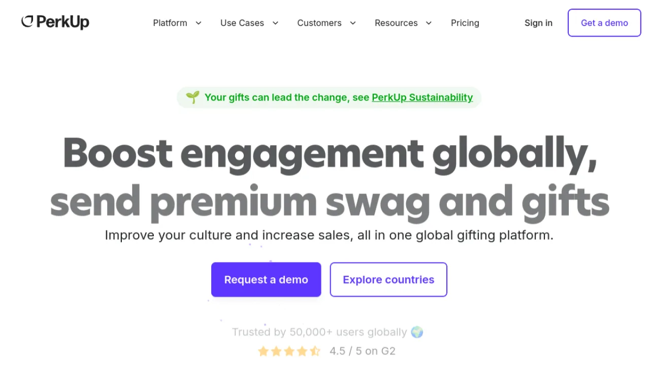 Screenshot of PerkUp website