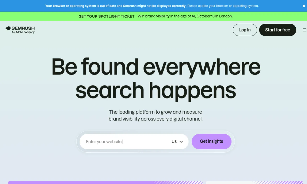 Screenshot of Semrush .Trends website
