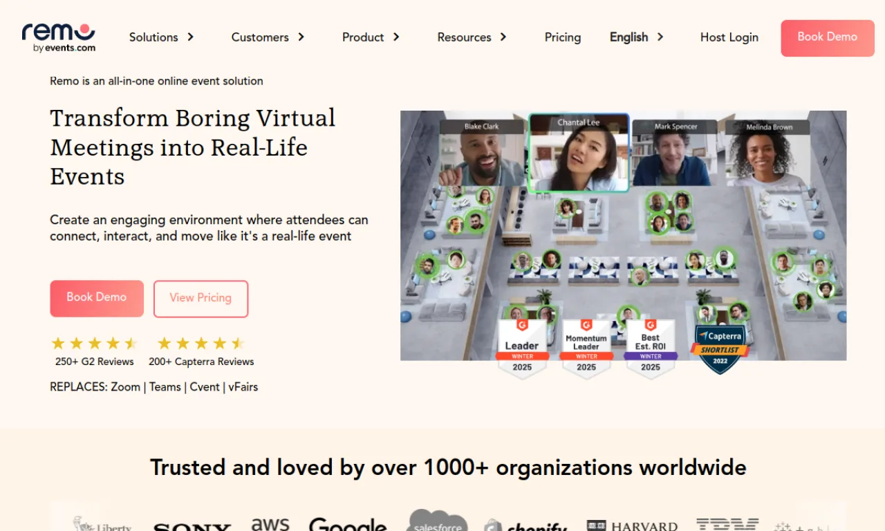 Screenshot of Remo website