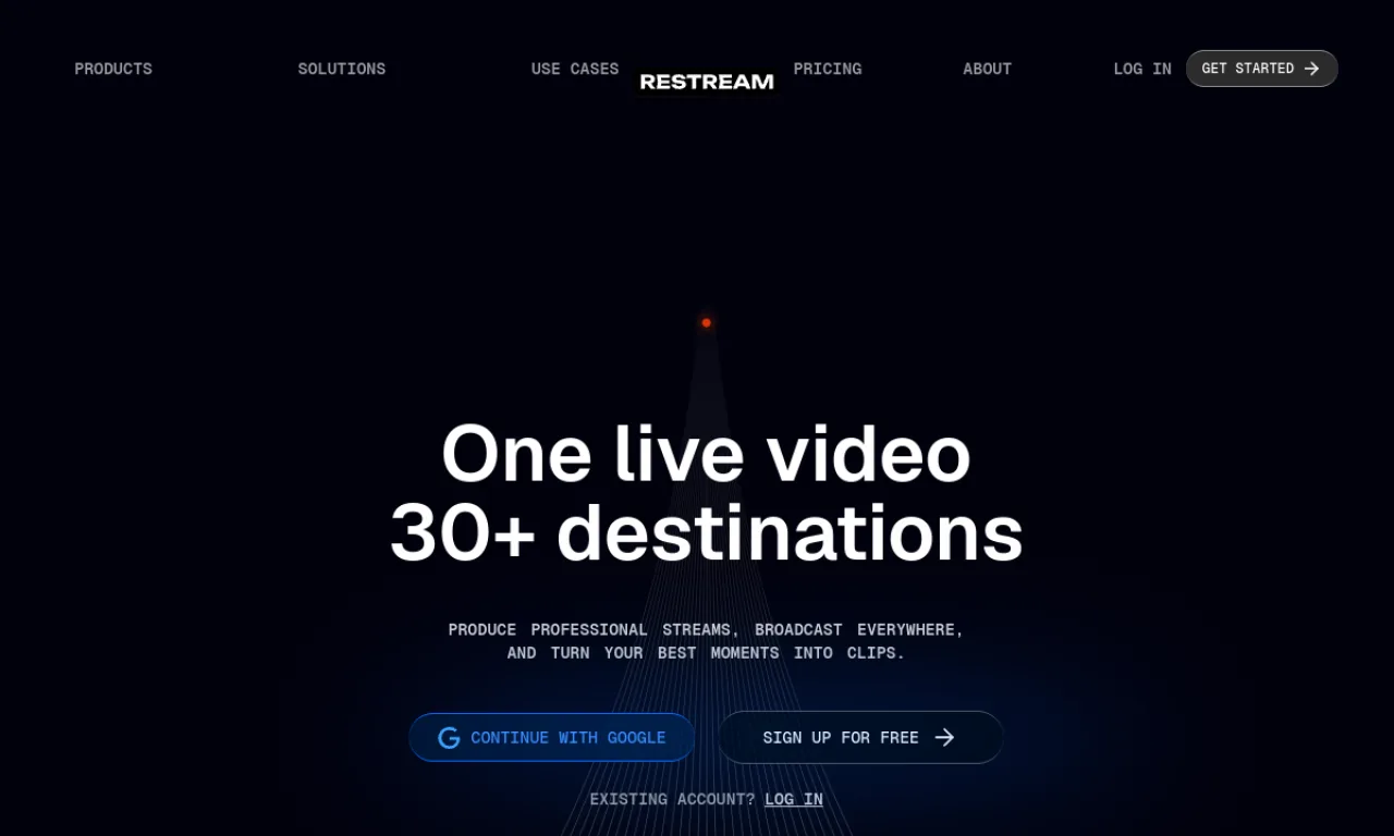 Screenshot of Restream website