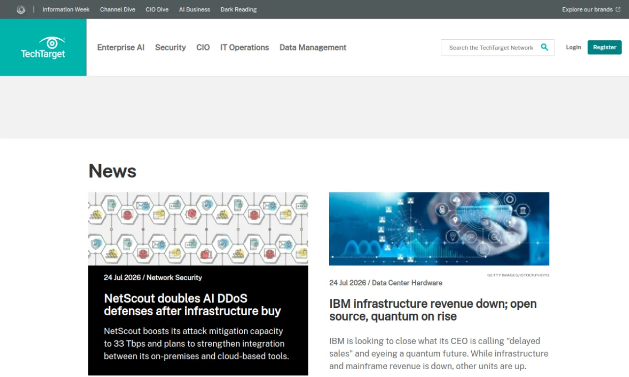 Screenshot of TechTarget IntentMail website